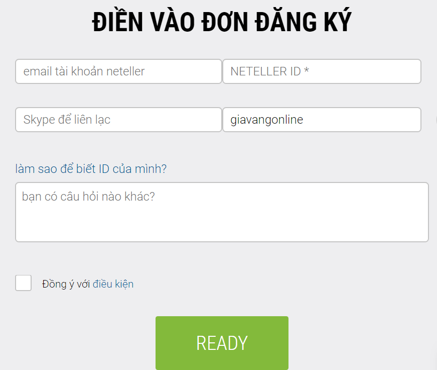 Neteller VIP Form